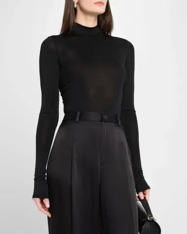Lapointe Mock-Neck Long-Sleeve Lightweight Jersey Bodysuit | Thumbnail 3