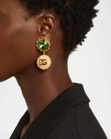 Dolce & Gabbana Bijoux Clip Earrings with Logo Drop | Thumbnail 2 Dolce & Gabbana Bijoux Clip Earrings with Logo Drop | Thumbnail 2