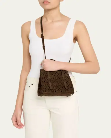 Alaïa Mina 20 Top-Handle Bag in Perforated Suede | Thumbnail 2 Alaïa Mina 20 Top-Handle Bag in Perforated Suede | Thumbnail 2