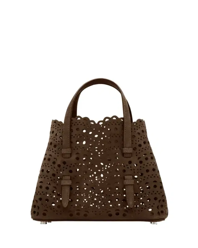 Mina 20 Top-Handle Bag in Perforated Suede