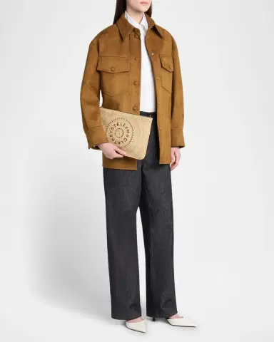 Stella McCartney Logo Crochet Raffia Pouch Bag | Thumbnail 5