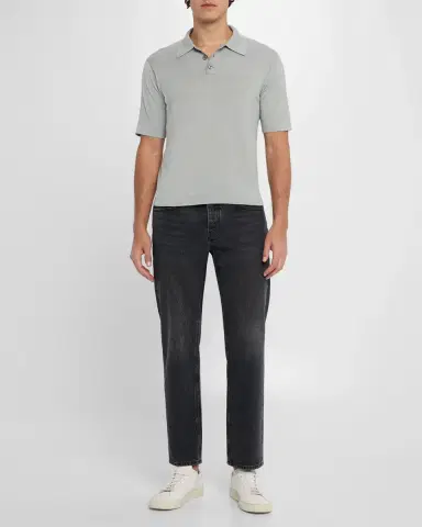 FRAME Men 's Cotton Silk Polo Sweater | Thumbnail 2