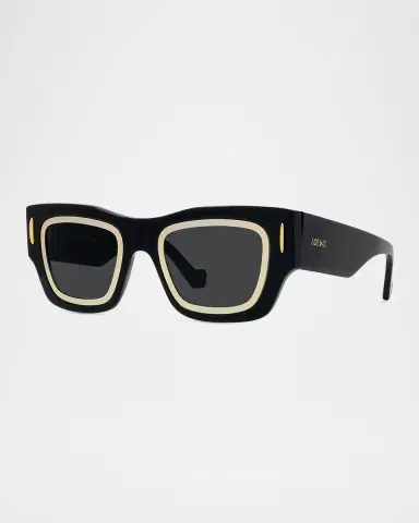 Loewe Men's Signature Acetate Rectangle Sunglasses | Thumbnail 2