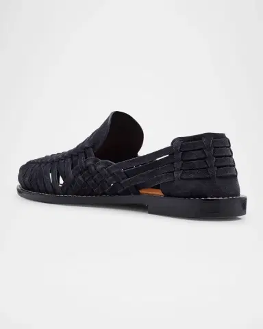 Brunello Cucinelli Men's Woven Suede Sandals | Thumbnail 3