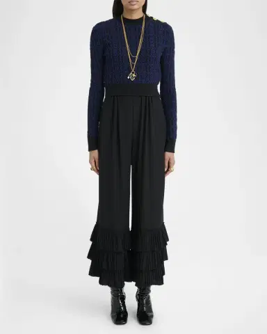 Chloé Tiered Ruffle Hem Wide-Leg Pants | Thumbnail 2