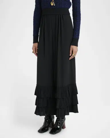 Chloé Tiered Ruffle Hem Wide-Leg Pants | Thumbnail 4