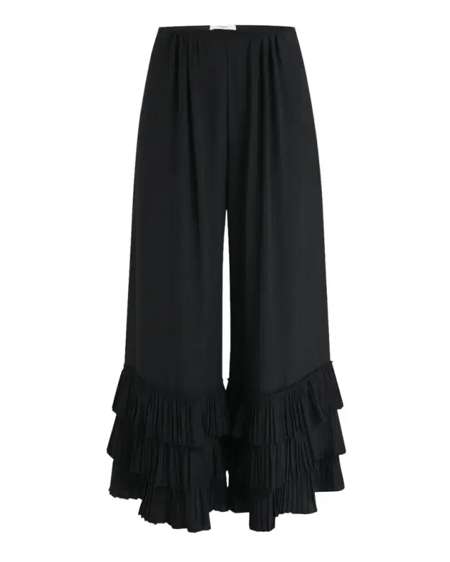 Tiered Ruffle Hem Wide-Leg Pants