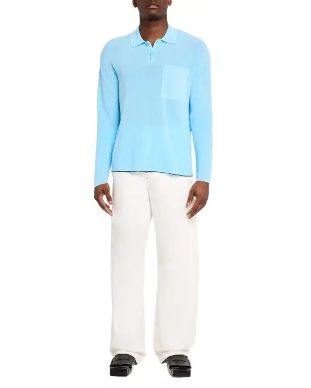 Men 's The Tricot Knit Long-leeve Pocket Polo hirt