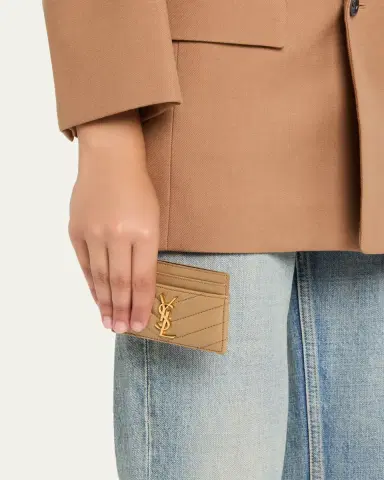 Saint Laurent Cassandre YSL Monogram Card Case in Quilted Smooth Leather | Thumbnail 4 Saint Laurent Cassandre YSL Monogram Card Case in Quilted Smooth Leather | Thumbnail 4