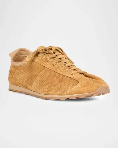 Jacquemus Men's Les Tennis Corduroy-Embossed Suede Sneakers | Thumbnail 2 Jacquemus Men's Les Tennis Corduroy-Embossed Suede Sneakers | Thumbnail 2