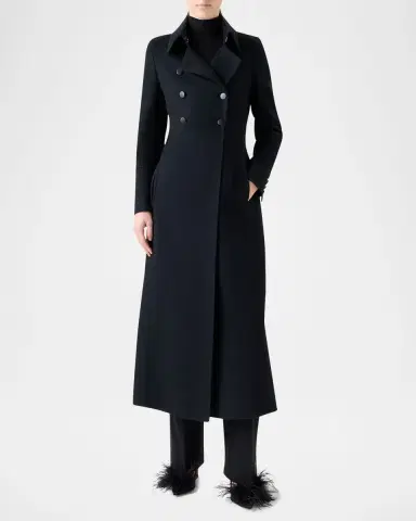 Akris Eva Double-Breasted Wool Double Face Long Coat | Thumbnail 2