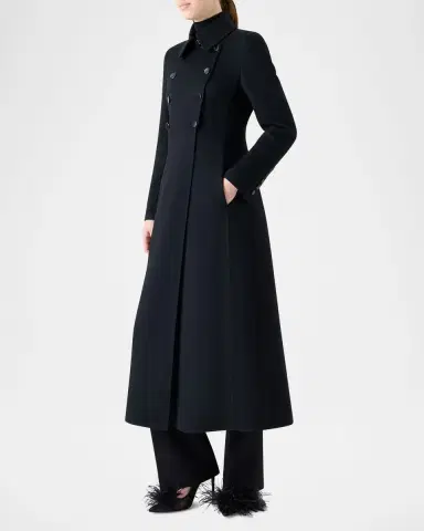 Akris Eva Double-Breasted Wool Double Face Long Coat | Thumbnail 4