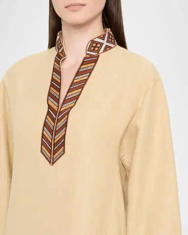 Loro Piana Tilde Stripe-Trim Long-Sleeve Maxi Dress | Thumbnail 5 Loro Piana Tilde Stripe-Trim Long-Sleeve Maxi Dress | Thumbnail 5
