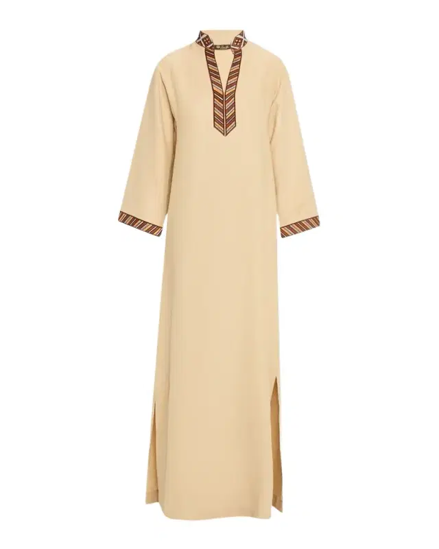 Tilde Stripe-Trim Long-Sleeve Maxi Dress