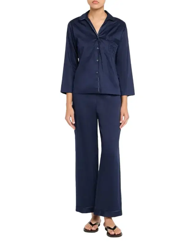 Cropped Cotton Sateen Pajama Set