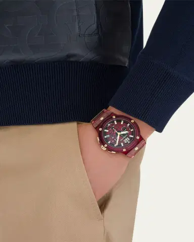 Ferragamo F-80 44mm Translucent Burgundy Bioplastic Chronograph Watch | Thumbnail 2 Ferragamo F-80 44mm Translucent Burgundy Bioplastic Chronograph Watch | Thumbnail 2