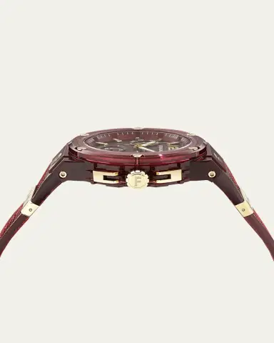 Ferragamo F-80 44mm Translucent Burgundy Bioplastic Chronograph Watch | Thumbnail 3 Ferragamo F-80 44mm Translucent Burgundy Bioplastic Chronograph Watch | Thumbnail 3