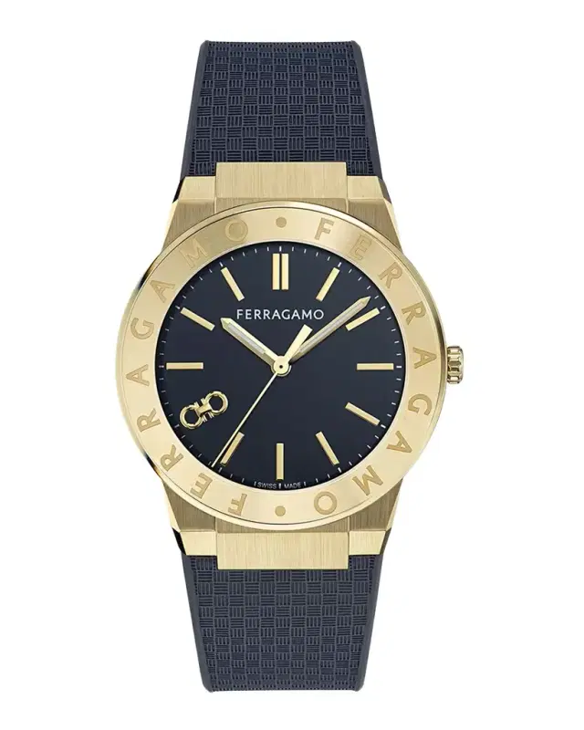 Ferragamo Sapphire Logo 41mm IP Yellow Gold Recycled PU Watch