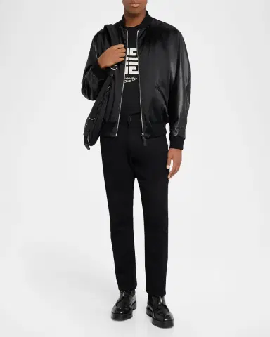 Givenchy Men's Mix Material Back-Logo Varsity Jacket | Thumbnail 2