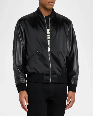 Givenchy Men's Mix Material Back-Logo Varsity Jacket | Thumbnail 4
