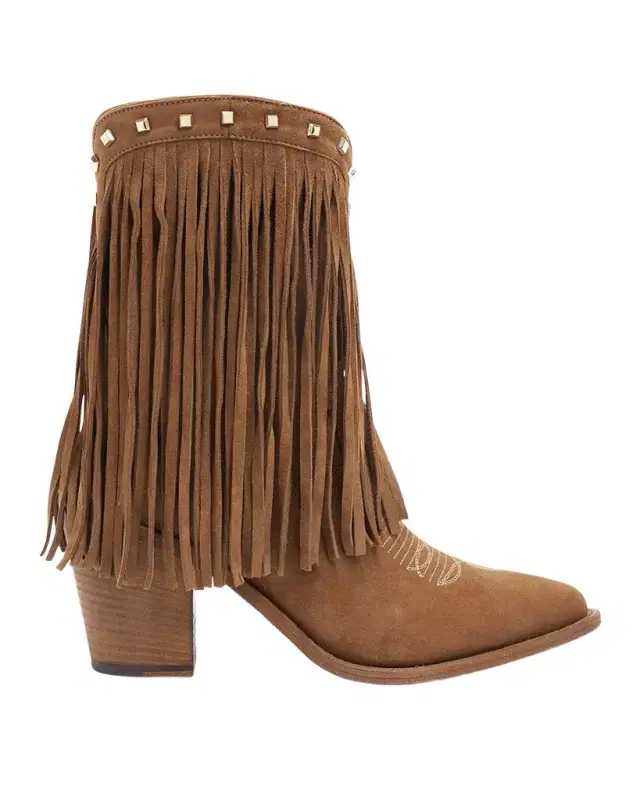 Hallee Suede Fringe Western Booties