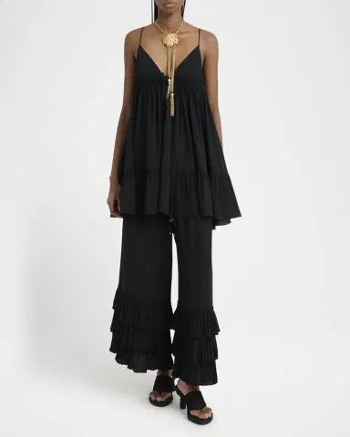 Chloé V-Neck Ruffle Mini Babydoll Dress | Thumbnail 2 Chloé V-Neck Ruffle Mini Babydoll Dress | Thumbnail 2