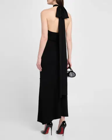 Lapointe Matte Viscose Halterneck Slit Maxi Dress | Thumbnail 3 Lapointe Matte Viscose Halterneck Slit Maxi Dress | Thumbnail 3