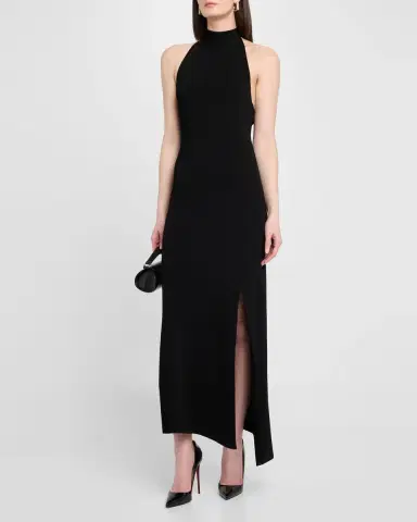 Lapointe Matte Viscose Halterneck Slit Maxi Dress | Thumbnail 4 Lapointe Matte Viscose Halterneck Slit Maxi Dress | Thumbnail 4