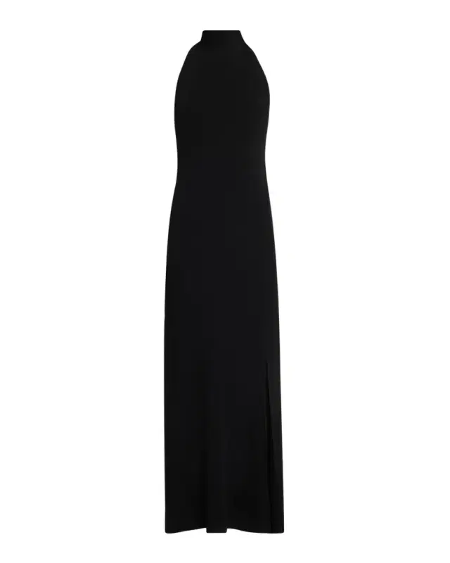 LAPOINTE Matte Viscose Halterneck Slit Maxi Dress
