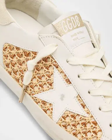 Golden Goose Super-Star Raffia Net Leather Low-Top Sneakers | Thumbnail 5 Golden Goose Super-Star Raffia Net Leather Low-Top Sneakers | Thumbnail 5