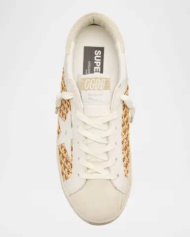 Golden Goose Super-Star Raffia Net Leather Low-Top Sneakers | Thumbnail 6 Golden Goose Super-Star Raffia Net Leather Low-Top Sneakers | Thumbnail 6