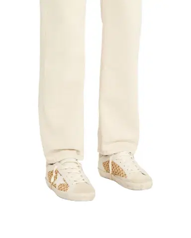 Golden Goose Super-Star Raffia Net Leather Low-Top Sneakers | Thumbnail 1 Golden Goose Super-Star Raffia Net Leather Low-Top Sneakers | Thumbnail 1