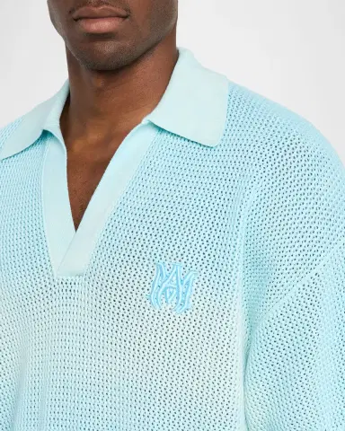 AMIRI Men's Cotton Knit Johnny Collar Polo Shirt | Thumbnail 5 AMIRI Men's Cotton Knit Johnny Collar Polo Shirt | Thumbnail 5