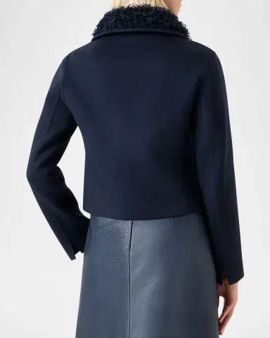 Akris Edena Cashmere Short Jacket With Detachable Shearling Goat Collar | Thumbnail 2