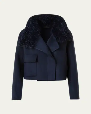 Akris Edena Cashmere Short Jacket With Detachable Shearling Goat Collar | Thumbnail 5
