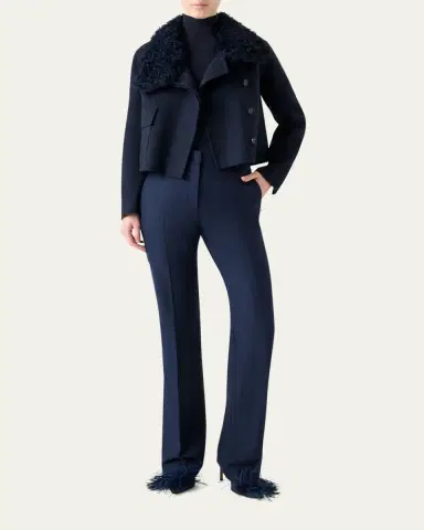 Akris Edena Cashmere Short Jacket With Detachable Shearling Goat Collar | Thumbnail 6