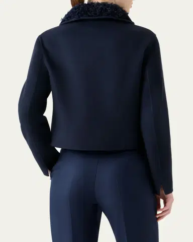 Akris Edena Cashmere Short Jacket With Detachable Shearling Goat Collar | Thumbnail 7