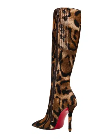 Christian Louboutin 100mm Miss Z Pony Bengali Calf Hair Knee-High Stiletto Boots | Thumbnail 1 Christian Louboutin 100mm Miss Z Pony Bengali Calf Hair Knee-High Stiletto Boots | Thumbnail 1