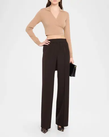 Dolce & Gabbana Long-Sleeve Crop Wrap Polo Sweater | Thumbnail 2