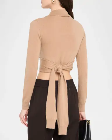 Dolce & Gabbana Long-Sleeve Crop Wrap Polo Sweater | Thumbnail 3