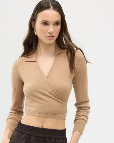 Dolce & Gabbana Long-Sleeve Crop Wrap Polo Sweater | Thumbnail 5