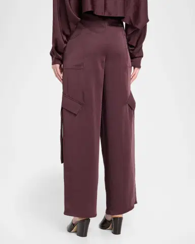 Lapointe Lightweight Satin Belted Wide-Leg Utility Pants | Thumbnail 3 Lapointe Lightweight Satin Belted Wide-Leg Utility Pants | Thumbnail 3