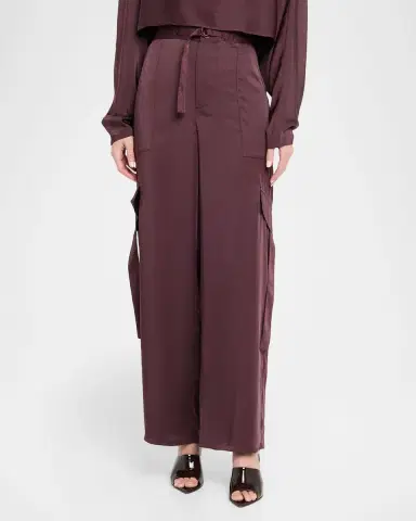 Lapointe Lightweight Satin Belted Wide-Leg Utility Pants | Thumbnail 4 Lapointe Lightweight Satin Belted Wide-Leg Utility Pants | Thumbnail 4