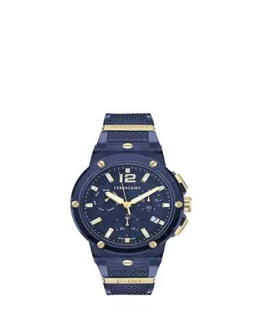 Ferragamo F-80 44mm Translucent Blue Bioplastic Chronograph Watch | Thumbnail 1 Ferragamo F-80 44mm Translucent Blue Bioplastic Chronograph Watch | Thumbnail 1