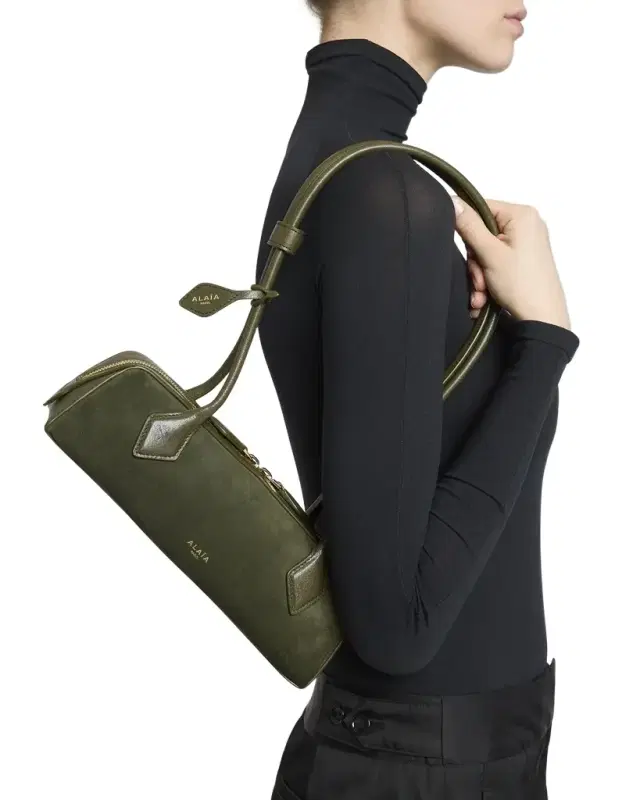 Le Teckel Small Shoulder Bag in Suede and Leather