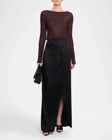 Lapointe Satin Wrap Maxi Skirt | Thumbnail 2 Lapointe Satin Wrap Maxi Skirt | Thumbnail 2
