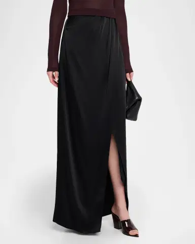 Lapointe Satin Wrap Maxi Skirt | Thumbnail 4 Lapointe Satin Wrap Maxi Skirt | Thumbnail 4
