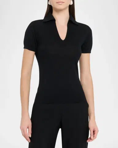 Dolce & Gabbana Short-Sleeve Cashmere Polo Shirt | Thumbnail 4