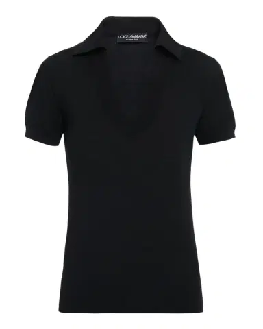 Dolce & Gabbana Short-Sleeve Cashmere Polo Shirt | Thumbnail 1