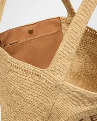 Stella McCartney Logo Crochet Raffia Tote Bag | Thumbnail 4 Stella McCartney Logo Crochet Raffia Tote Bag | Thumbnail 4